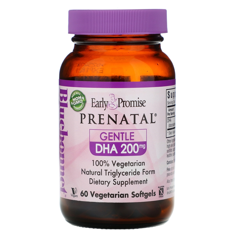 Bluebonnet Nutrition Early Promise Бережный DHA для беременных 200 мг 60 вегетарианских капсул