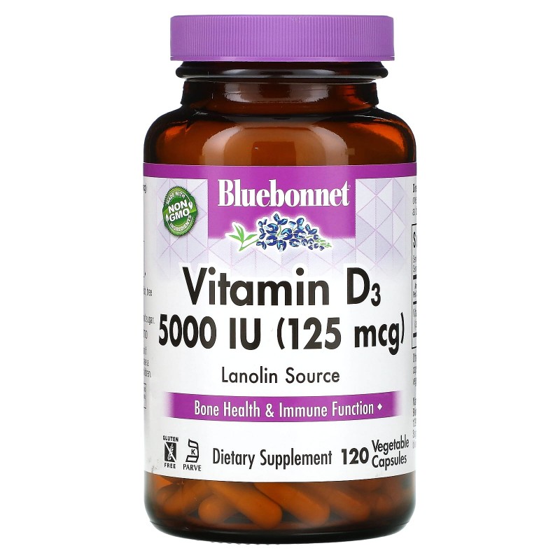 Bluebonnet Nutrition Витамин D3 5000 МЕ 120 капсул в растительной оболочке