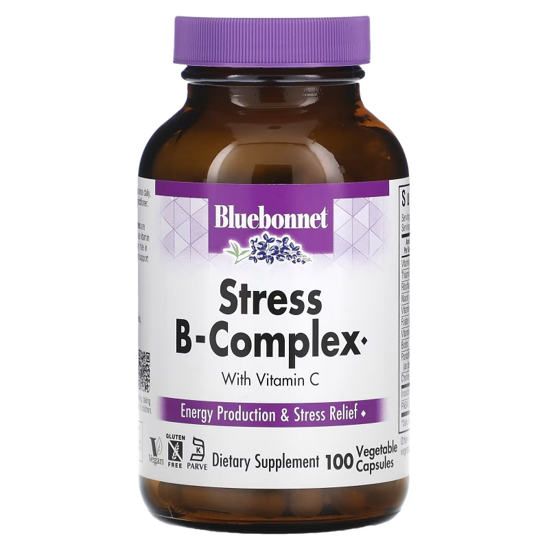 Bluebonnet Nutrition Стресс B-комплекс 100 вегетарианских капсул
