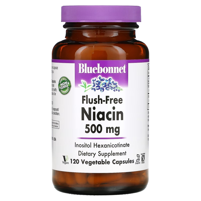 Bluebonnet Nutrition Никотиновая кислота ниацин 500 мг 120 капсул
