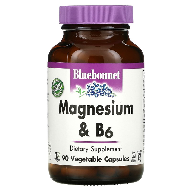 Bluebonnet Nutrition Магний плюс B6 90 растительных капсул