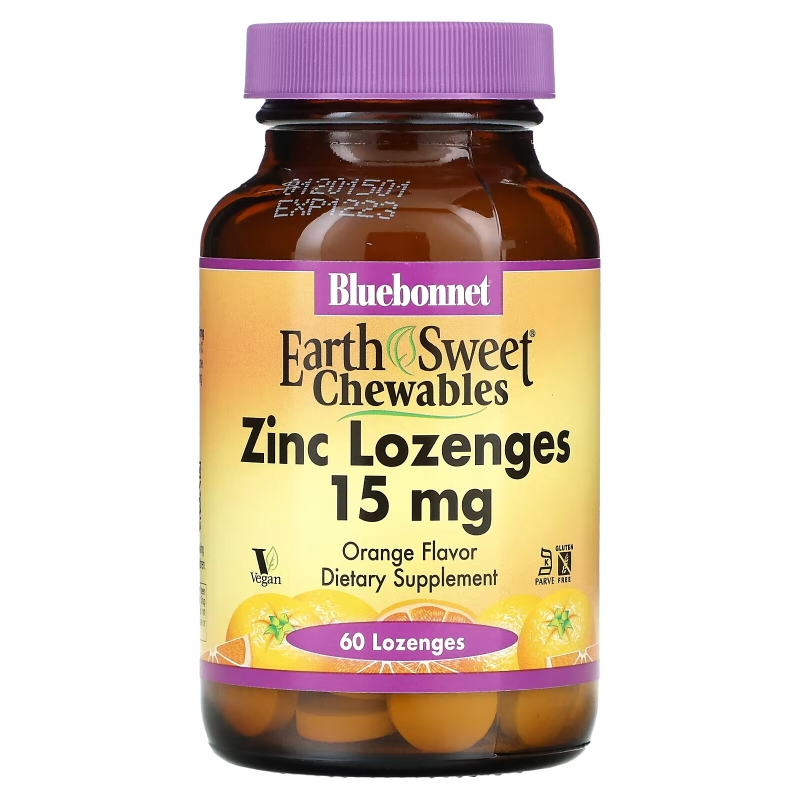 Bluebonnet Nutrition EarthSweet Zinc Lozenges Natural Orange Flavor 60 Lozenges