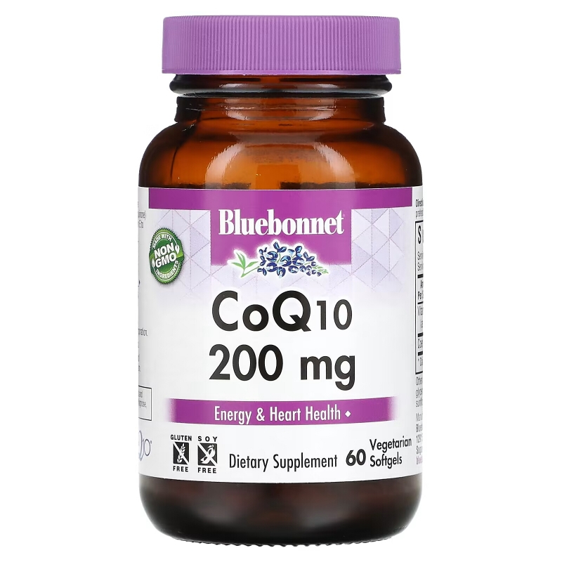 Bluebonnet Nutrition, CoQ10, 200 мг, 60 желатиновых капсул