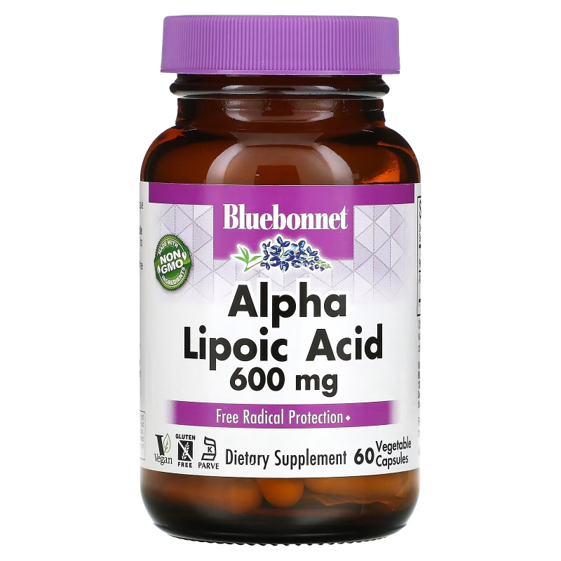 Bluebonnet Nutrition, Альфа-липоевая кислота, 600 мг, 60 капсул в растительной оболочке