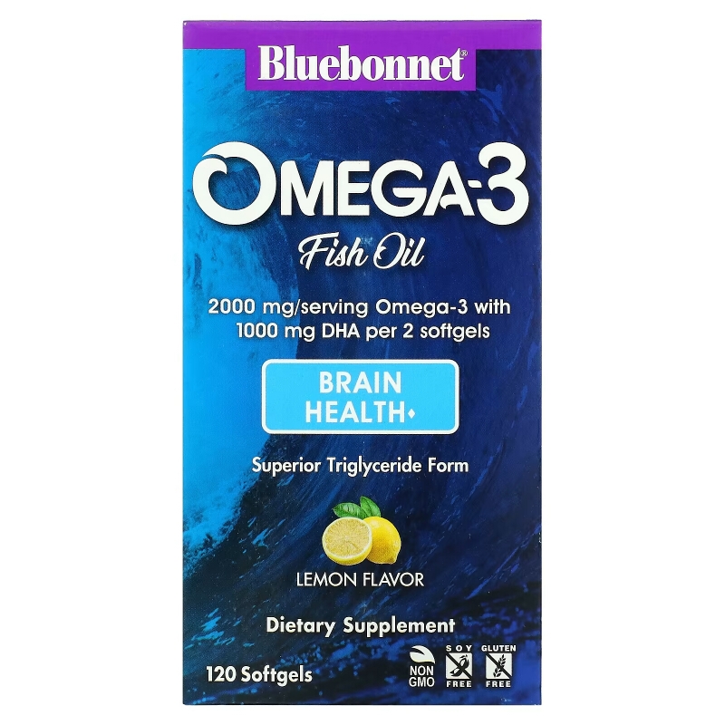 Bluebonnet Nutrition Натуральный состав для мозга с омега-3 120 мягких капсул