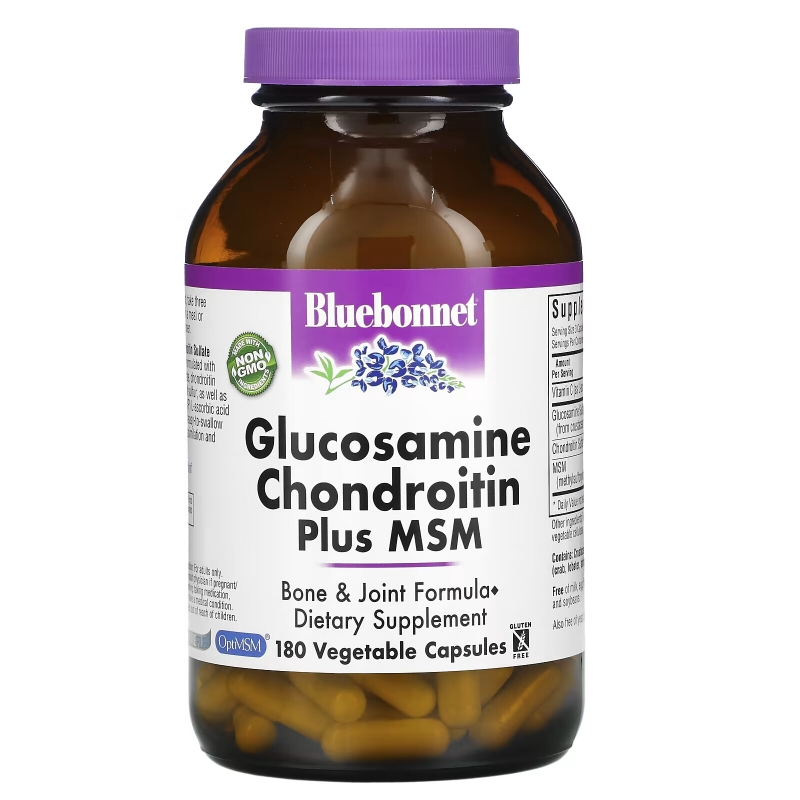 Bluebonnet Nutrition Глюкозамин Хондроитин Плюс MSM 180 овощных капсул