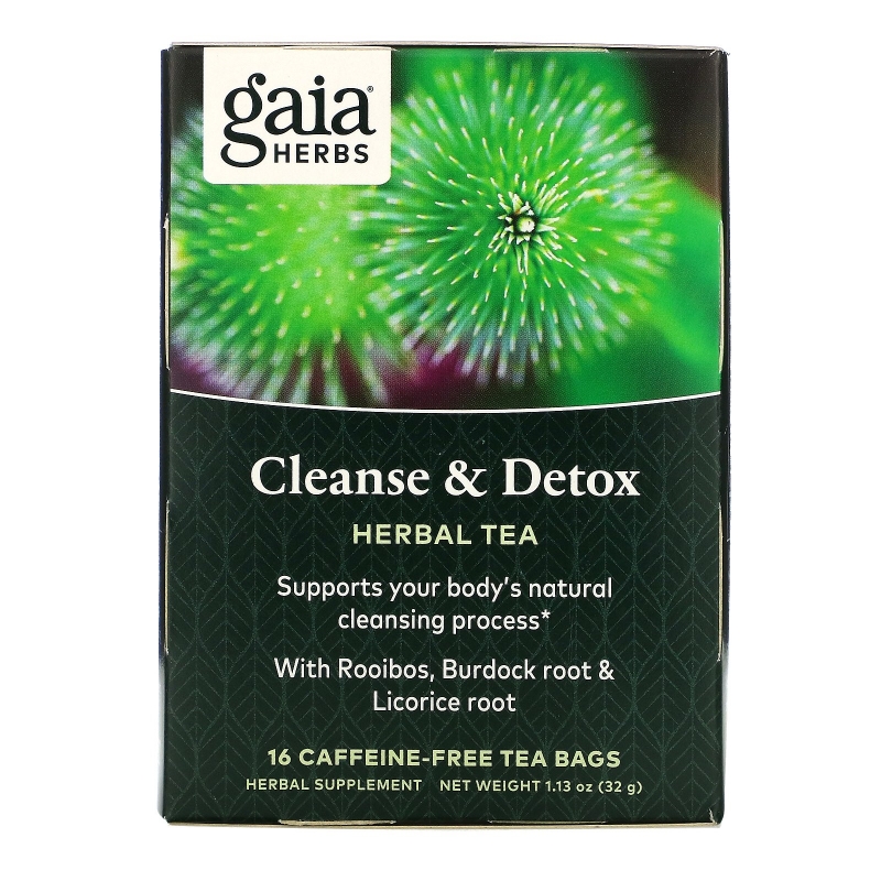 Gaia Herbs Очиститка и Детокс Травяной чай без кофеина 20 чайных пакетиков 1.41 унции (40 г)