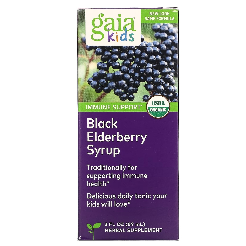 Gaia Herbs Безалкогольный сироп из бузины черной для детей 3 жидких унции (90 мл)