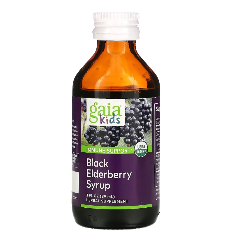 Gaia Herbs Безалкогольный сироп из бузины черной для детей 3 жидких унции (90 мл)