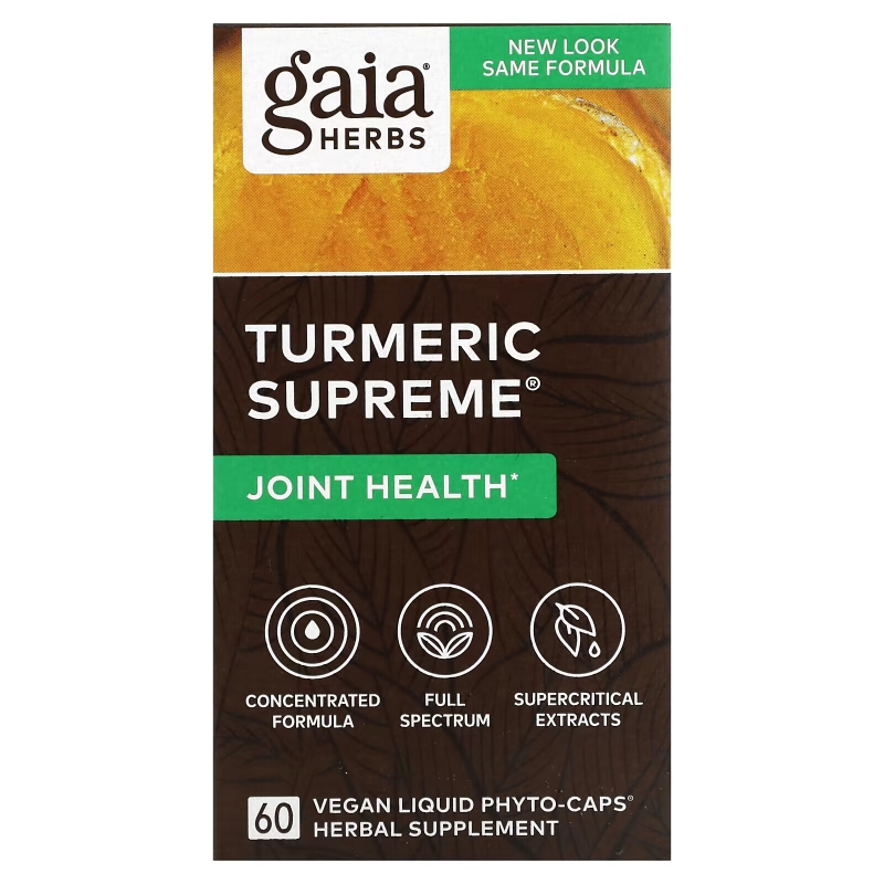 Gaia Herbs Turmeric Supreme Joint для суставов 60 вегетарианских жидких фитокапсул