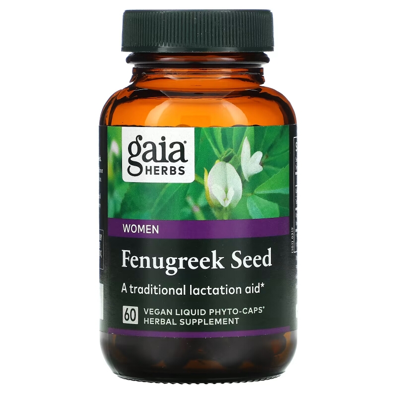 Gaia Herbs, Семена пажитника для женщин, 60 веганских жидких фитокапсул