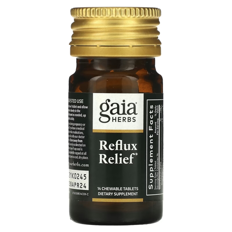 Gaia Herbs, RapidRelief, избавление от рефлюкса, 15 жевательных таблеток
