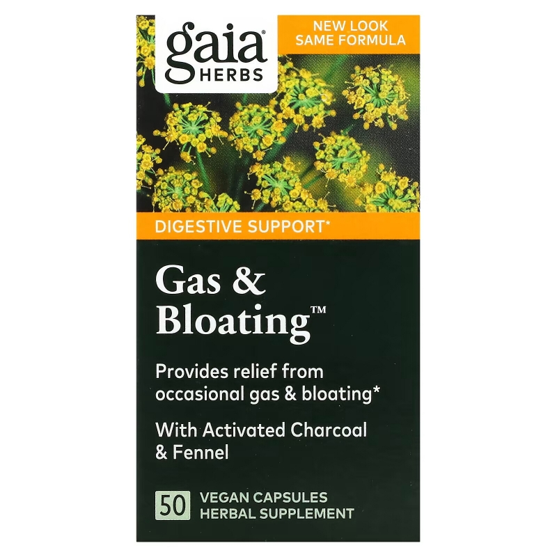 Gaia Herbs Средство от газов и вздутия 50 капсул на растительной основе