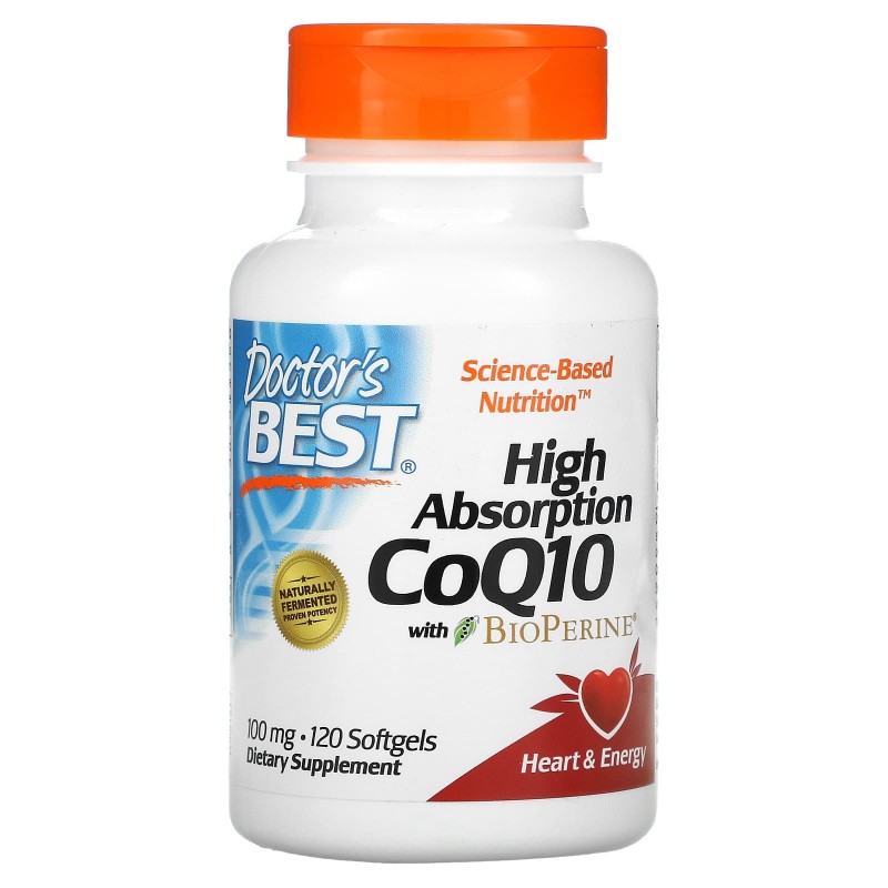 Doctor's Best, Коэнзим Q10 с высокой усваиваемостью, с биоперином, 100 мг, 120 капсул в мягкой оболочке