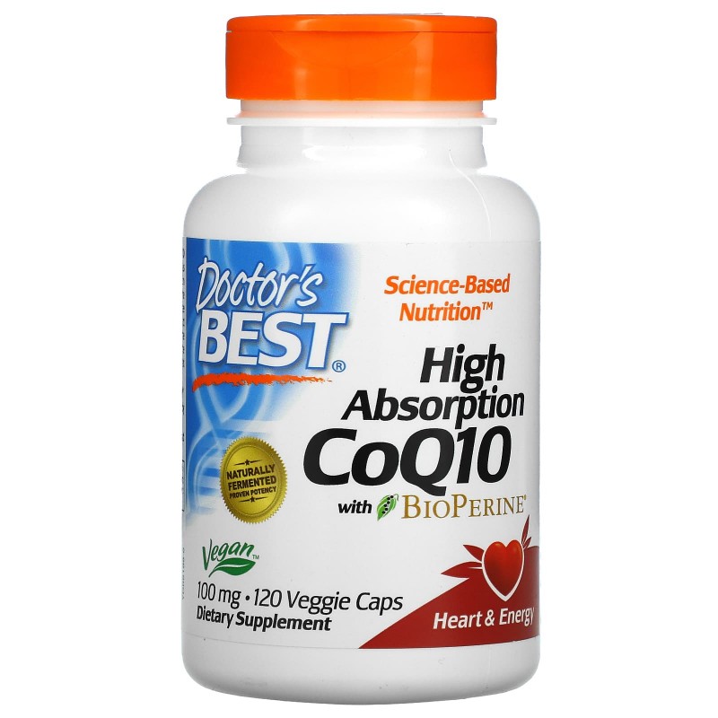 Doctor's Best, CoQ10, с BioPerine, 100 мг, 120 овощных капсул