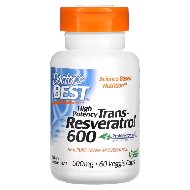 Doctor's Best, Транс-Ресвератрол 600, 600 мг, 60 Вегетарианских Капсул