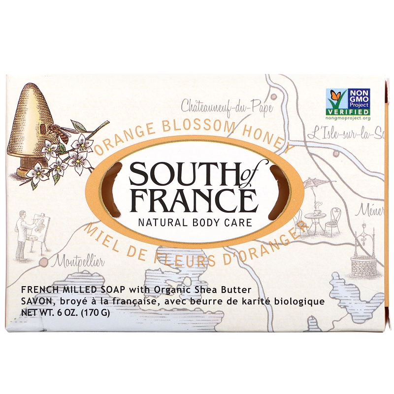 South of France Цветочный мед флердоранж Французское пилированное мыло с органическим маслом ши 6 унций (170 г)