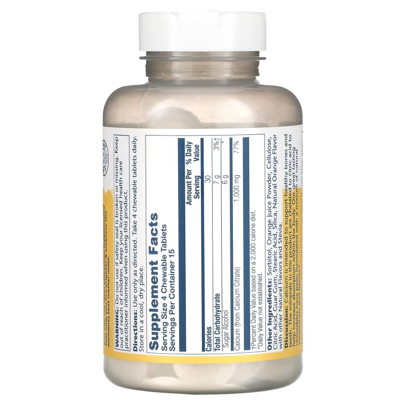 Solaray, Calcium Citrate, Natural Orange, 250 mg, 60 Chewables
