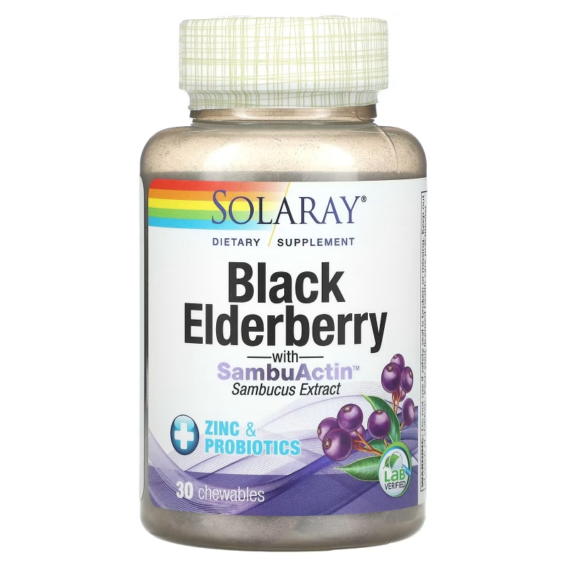 Solaray, Black Elderberry with SambuActin, 30 Chewables