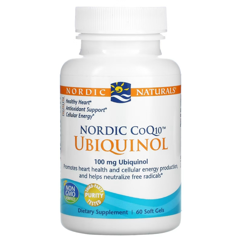 Nordic Naturals, Кофермент Q10 от Nordic, убихинол, 100 мг, 60 мягких капсул
