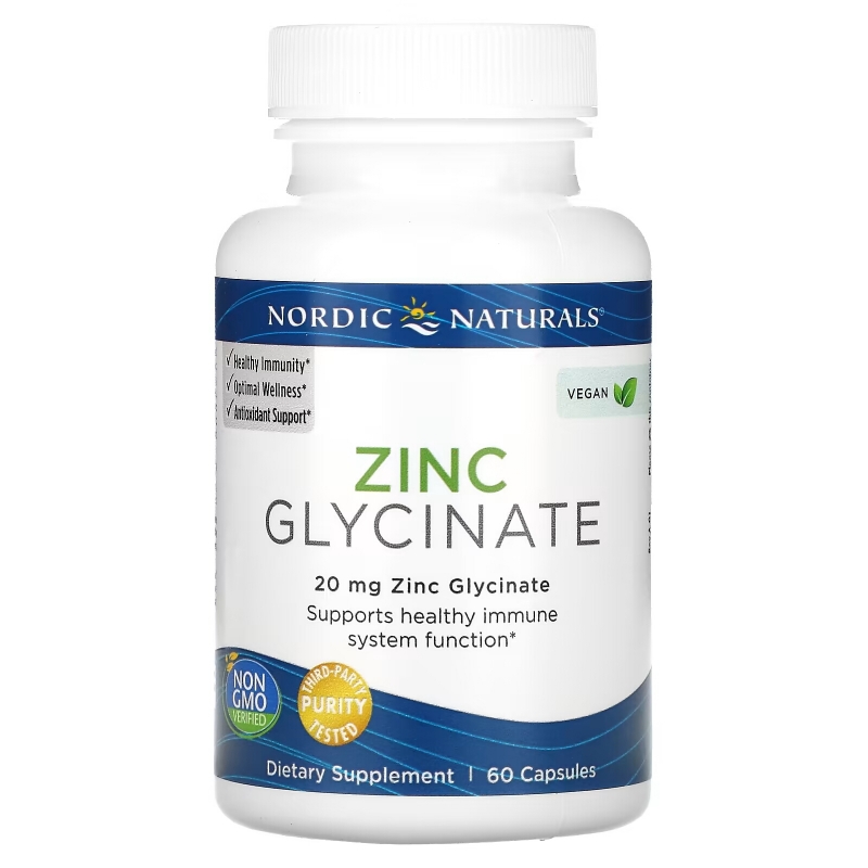 Nordic Naturals, Zinc Glycinate, 20 mg , 60 Capsules