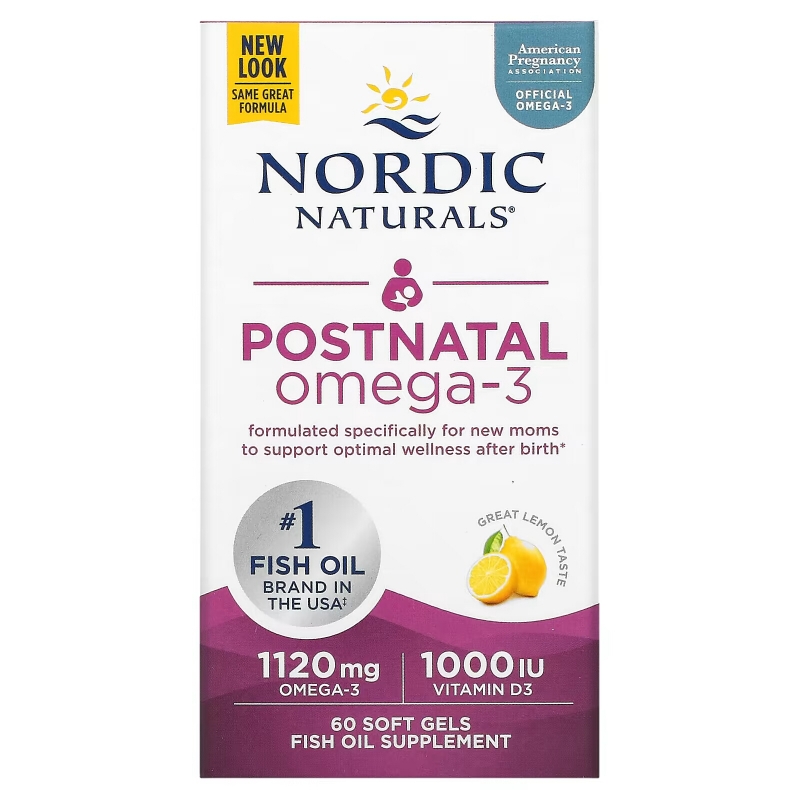 Nordic Naturals Постнатальный Омега-3 Лимон 650 мг 60 Гелиевых Капсул