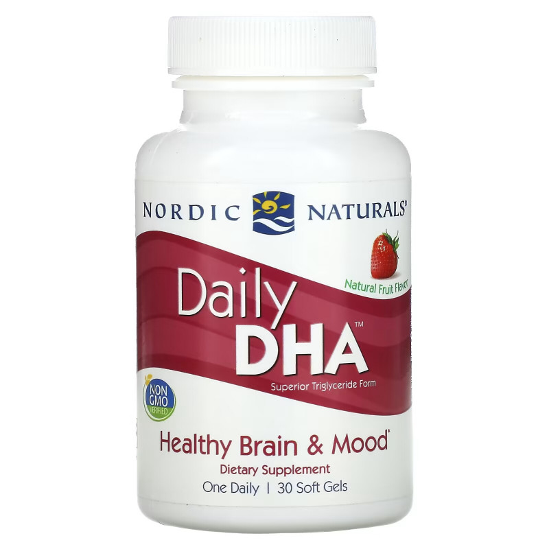 Nordic Naturals Daily DHA со вкусом клубники 1000 мг 30 мягких капсул