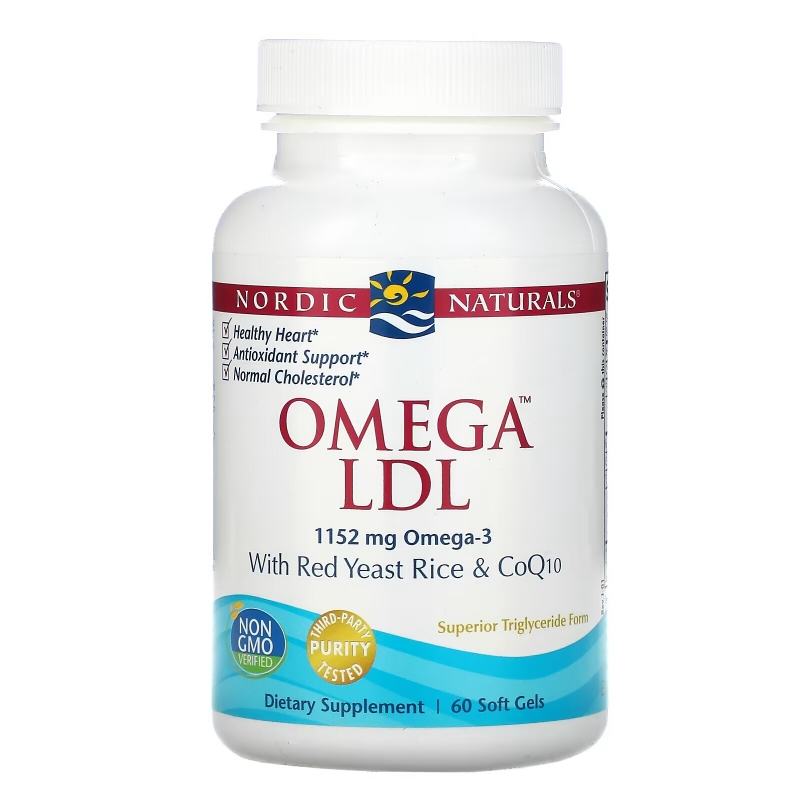 Nordic Naturals, Omega LDL mit rotem Hefereis und CoQ10, 384 mg, 60 Weichkapseln