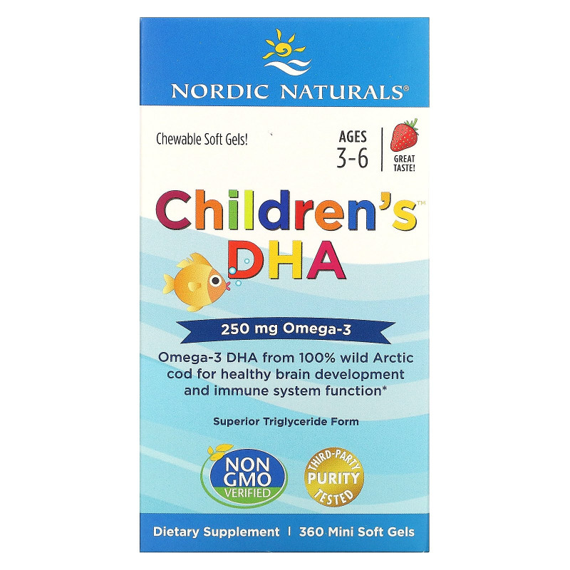 Nordic Naturals, Для детей, ДГК, клубника, 360 мягких мини-таблеток