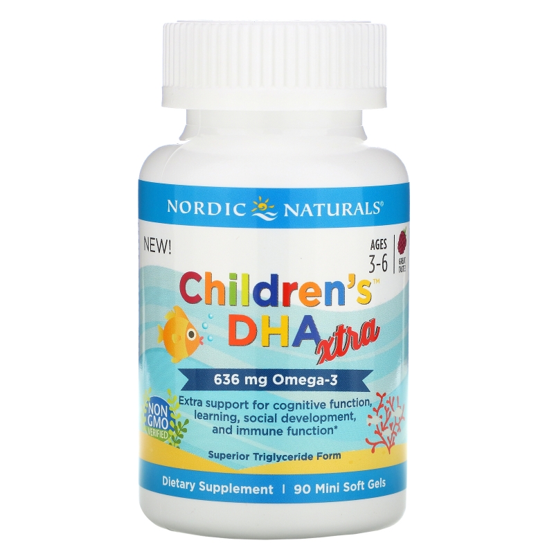 Nordic Naturals, Children's DHA Xtra, Ягодный пунш, 636 мг, 90 мягких мини-таблеток