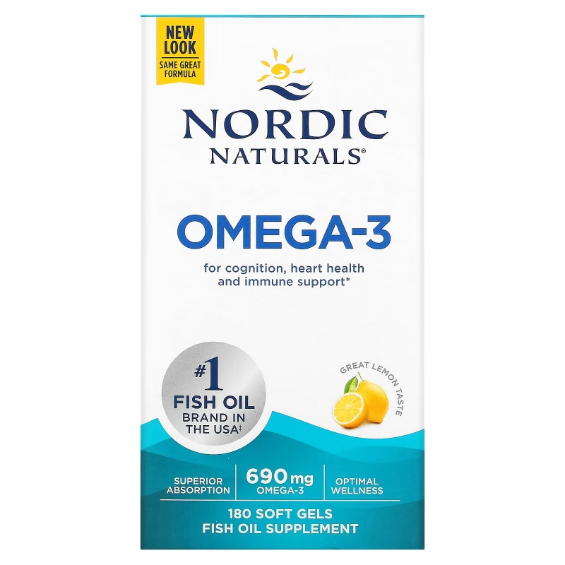 Nordic Naturals Омега-3 со вкусом лимона 1000 мг 180 желатиновых капсул
