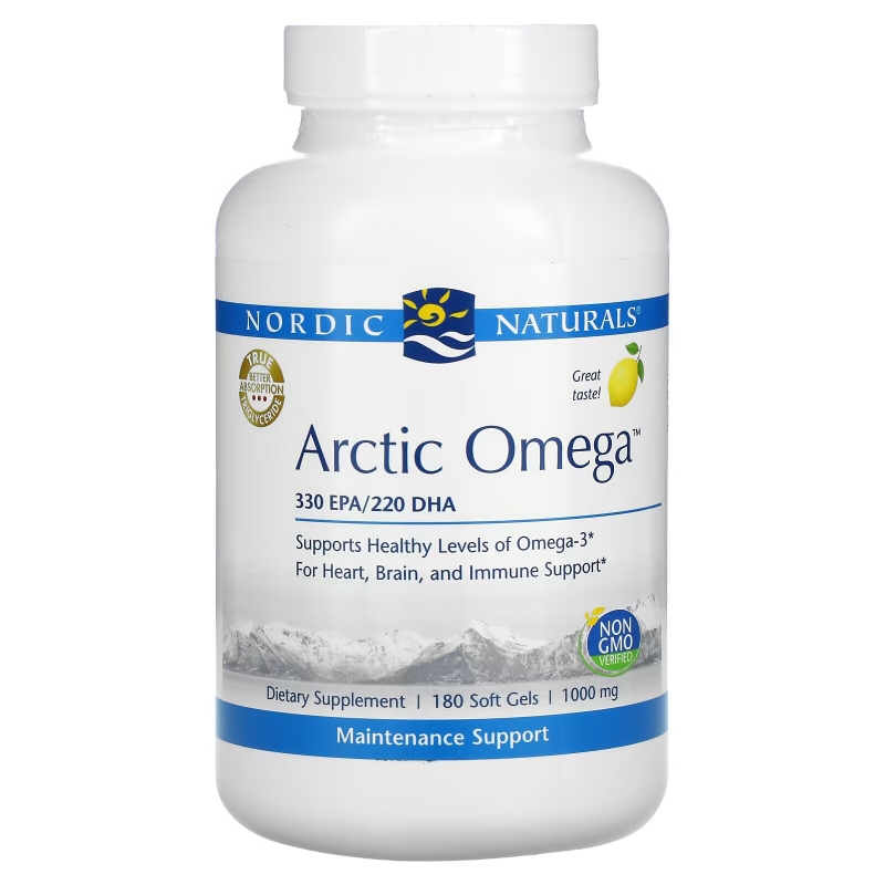 Nordic Naturals, Arctic Omega, Lemon Flavor, 1000 mg, 180 Soft Gels