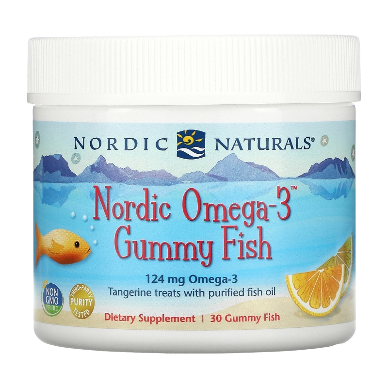 Nordic Naturals Конфеты в виде рыбок от Nordic с омега-3 мандариновое угощение 30 конфет