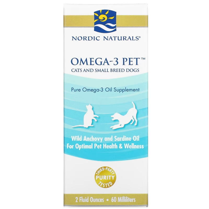 Nordic Naturals, Масло Омега-3 для поддержание здоровья животных, для кошек и небольших собак, 2 жидких унции (60 мл)