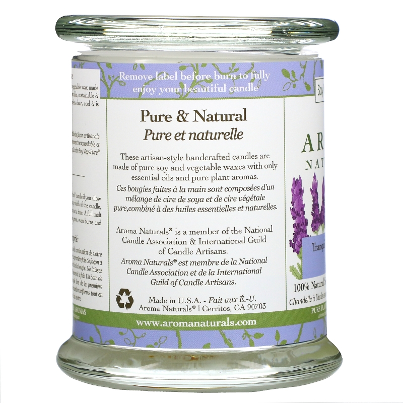 Aroma Naturals 100% Натуральная Соевая Свеча «Спокойствие» с Эфирным Маслом Лаванды 8.8 унций (260 г)