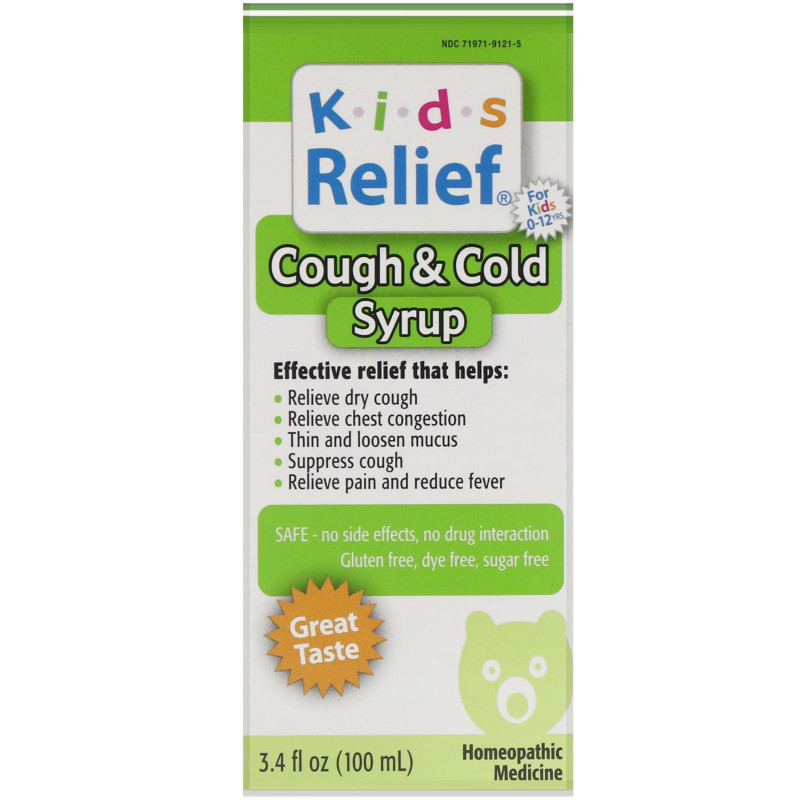 Homeolab USA Kids Relief Средство от кашля и простуды для детей 2+ лет 34 жидких унции (100 мл)
