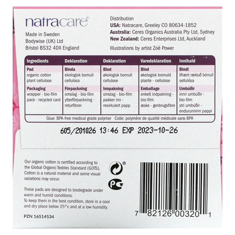 Natracare Organic & Natural Ultra Extra Pads Long 8 Pads