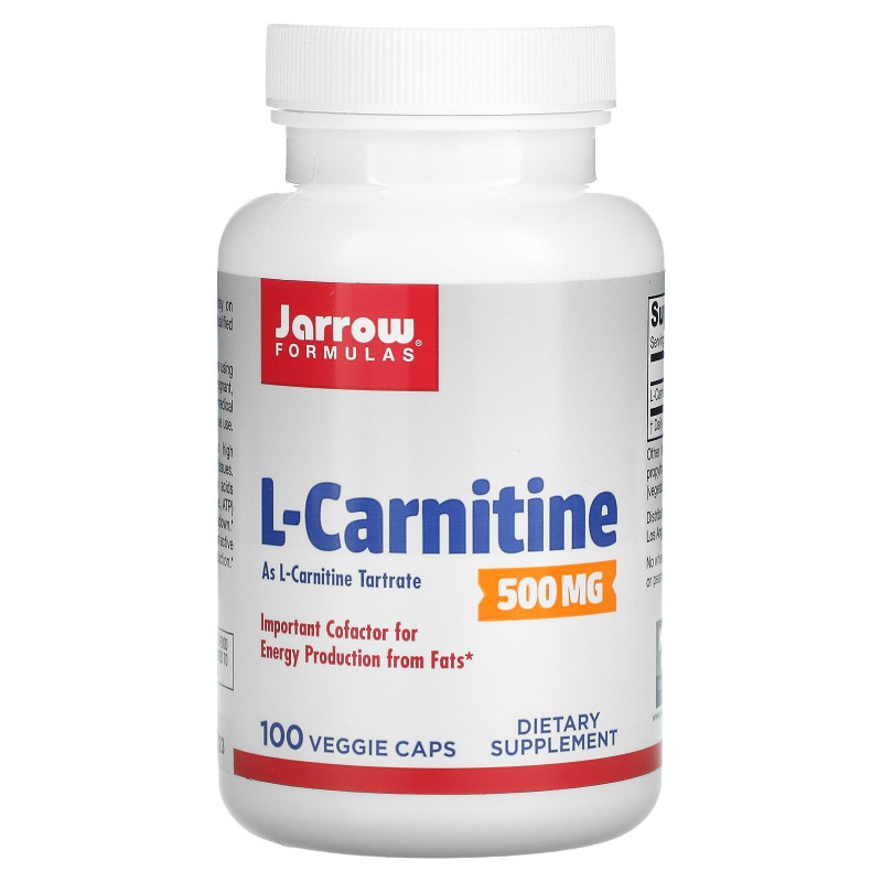 Jarrow Formulas, L-Carnitine 500, 500 mg, 100 Veggie Caps