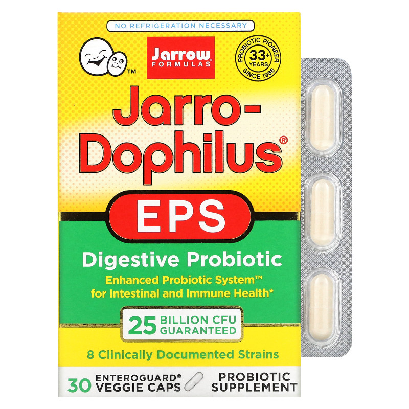 Jarrow Formulas Jarro-Dophilus EPS улучшенная пробиотическая система 30 овощных капсул