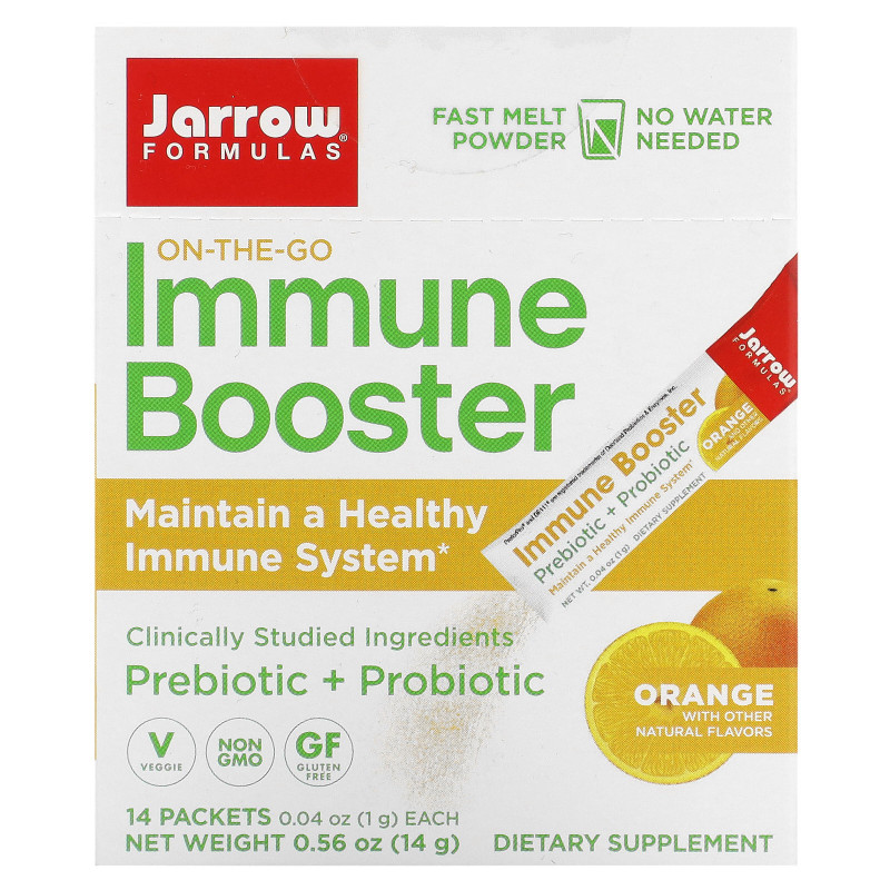 Jarrow Formulas, On-The-Go Immune Booster, Orange, 14 Packets, 0.04 oz (1 g) Each