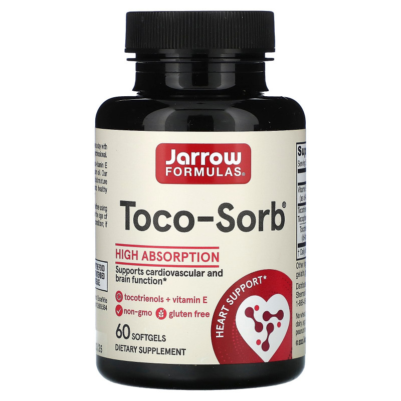 Jarrow Formulas, Toco-Sorb, смесь токотринола и витамина Е, 60 капсул