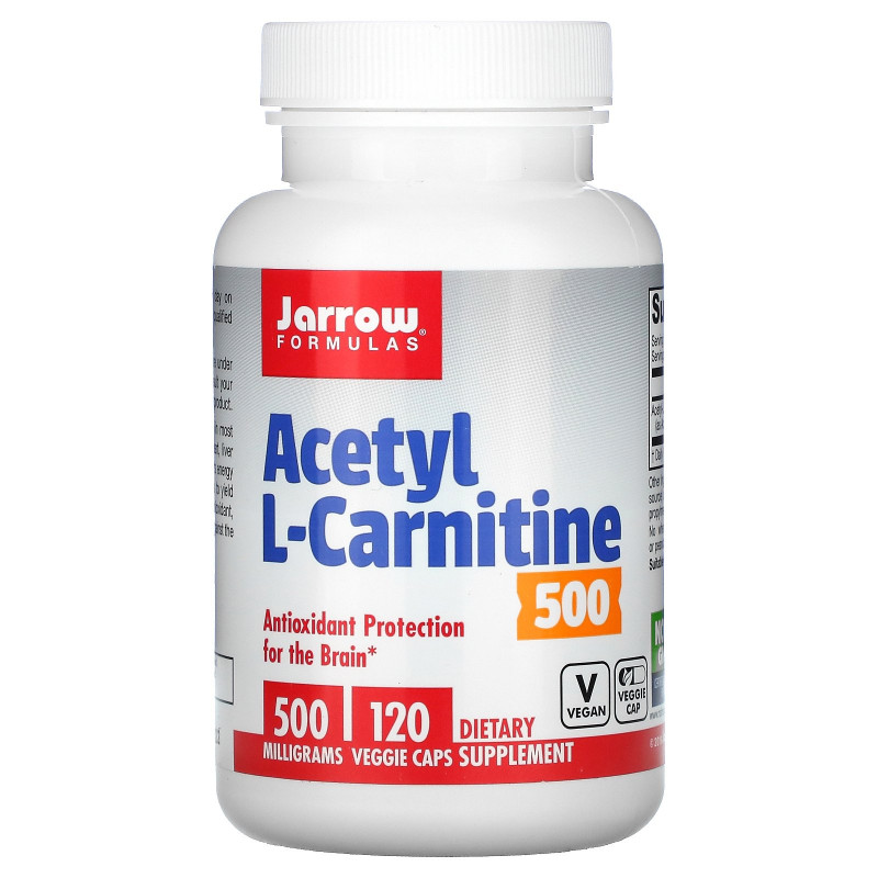 Jarrow Formulas, Ацетил L-карнитин 500, 500 гм, 120 растительных капсул