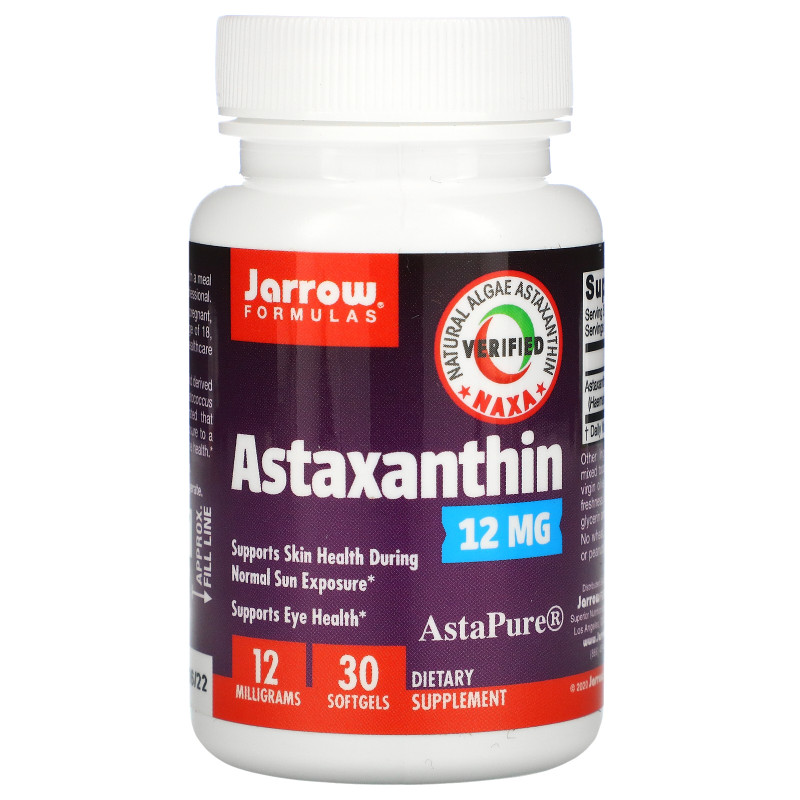 Jarrow Formulas, Астаксантин, 12 мг, 30 гелевых капсул