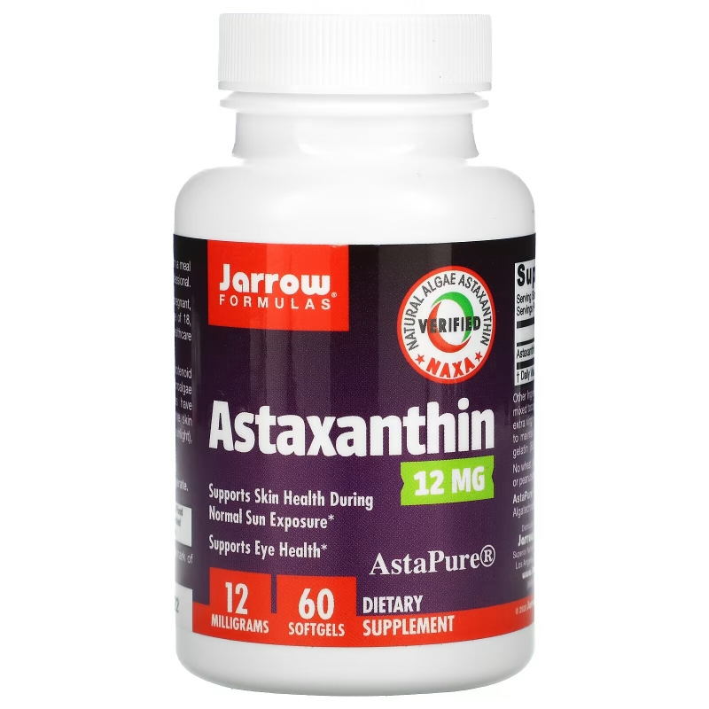 Jarrow Formulas, Астаксантин, 12 мг, 60 гелевых капсул