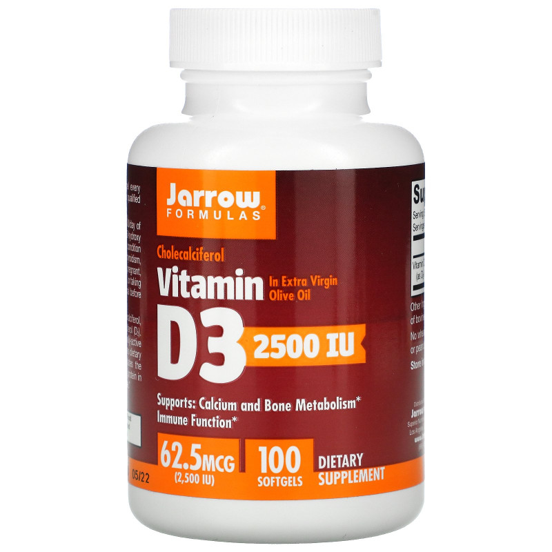 Jarrow Formulas Витамин D3 2500 МЕ 100 гелевых  капсул