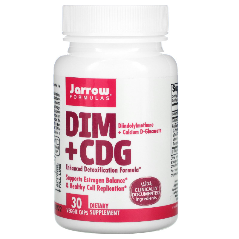 Jarrow Formulas, DIM + CDG, улучшенная формула детоксикации, 30 овощных капсул