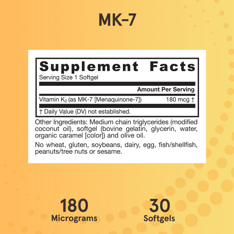 Jarrow Formulas, MK-7, Most Active Form of Vitamin K2, 180 mcg, 30 Softgels