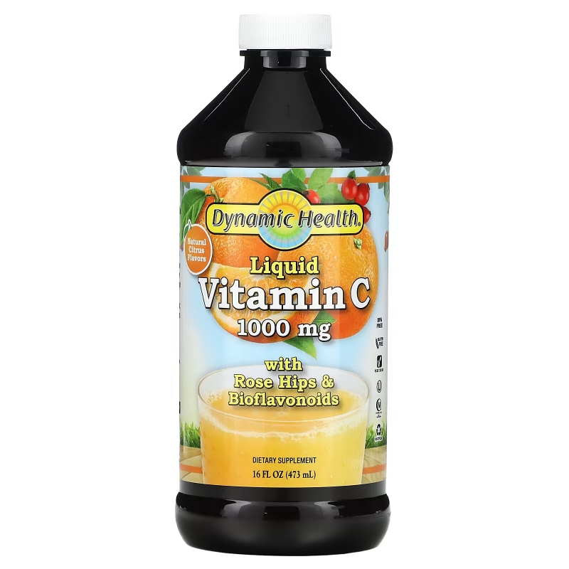 Dynamic Health  Laboratories, Жидкий витамин C, с натуральным цитрусовым вкусом, 1000 мг, 16 жидкой унции (473 мл)