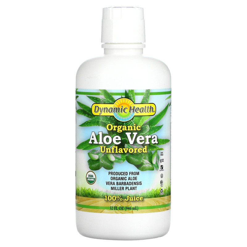 Dynamic Health  Laboratories, Organic Aloe Vera, 100% Juice, Unflavored, 32 fl oz (946 ml)
