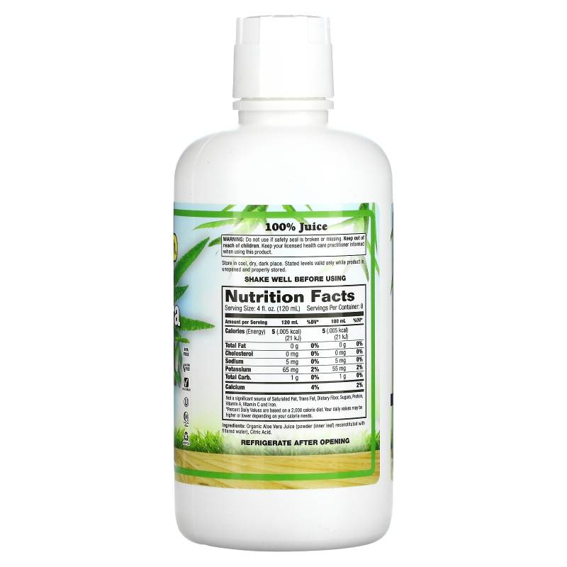 Dynamic Health  Laboratories, Organic Aloe Vera, 100% Juice, Unflavored, 32 fl oz (946 ml)